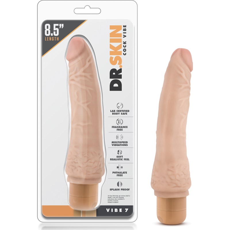 Dr Skin Cock Vibe 7 8.5in Vibrating Cock Beige Beige