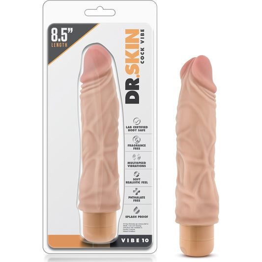 Dr Skin Cock Vibe 10 8.5in Vibrating Cock Beige Beige