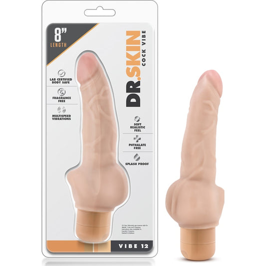 Dr Skin Cock Vibe 12 8in Vibrating Cock Beige Beige