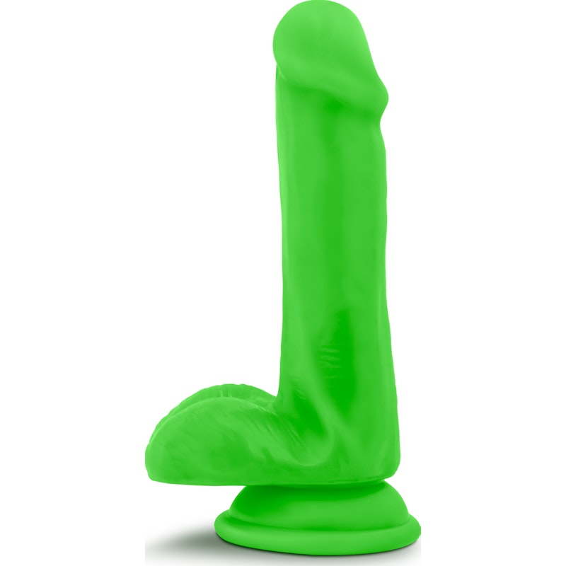 Neo Elite 6in Silicone Dual Density Dildo with Balls Neon Green