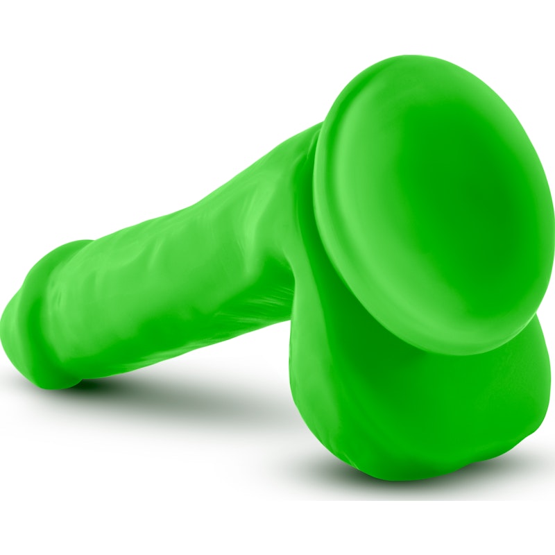 Neo Elite 6in Silicone Dual Density Dildo with Balls Neon Green
