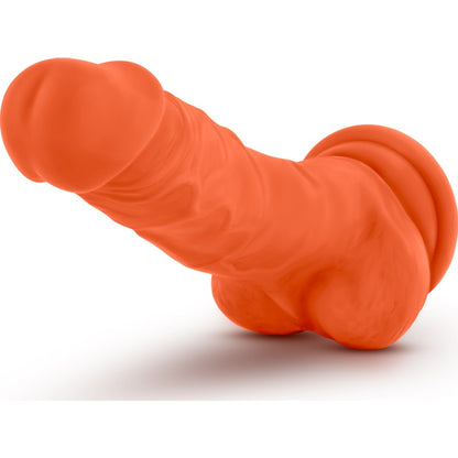 Neo Elite 7.5in Silicone Dual Density Cock with Balls Neon Orange Orange