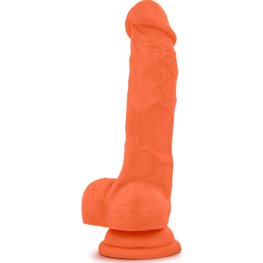 Neo Elite 7.5in Silicone Dual Density Cock with Balls Neon Orange Orange