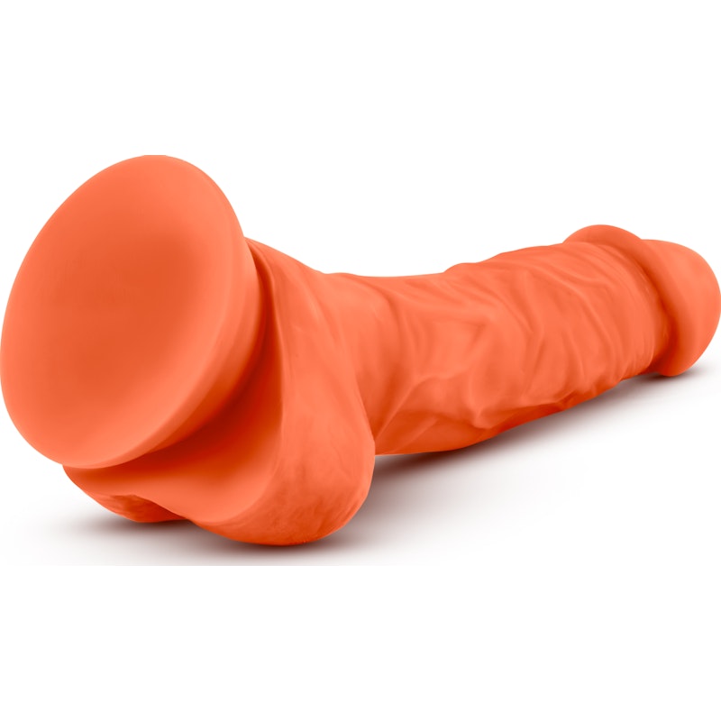 Neo Elite 7.5in Silicone Dual Density Cock with Balls Neon Orange Orange