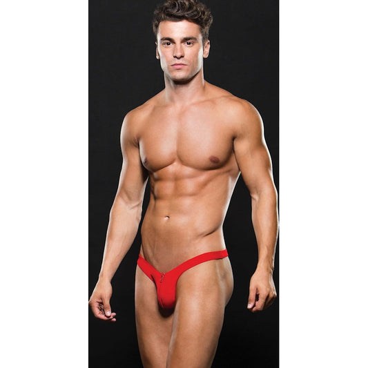 Microfibre Low Rise Zip Thong Red Large Extra Large