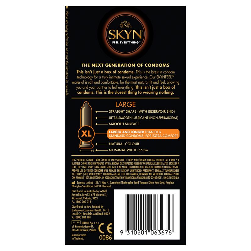 SKYN Large Condoms 10 Pack – The Next Generation of Condoms