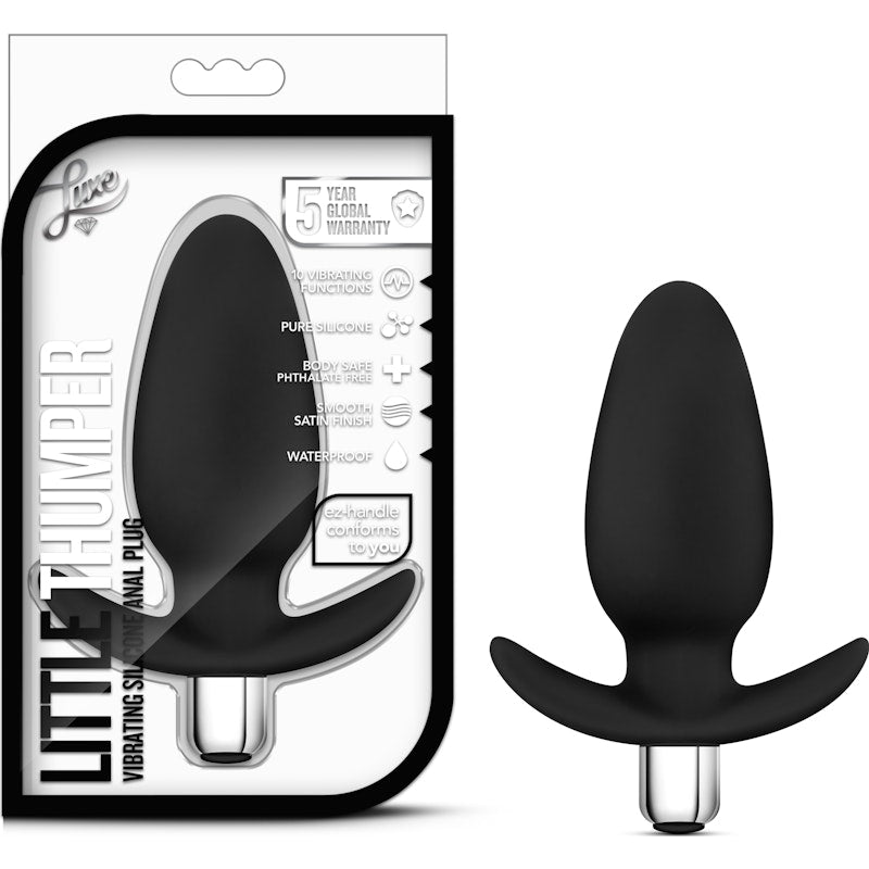 Luxe Little Thumper Butt Plug with Vibrating Bullet Black