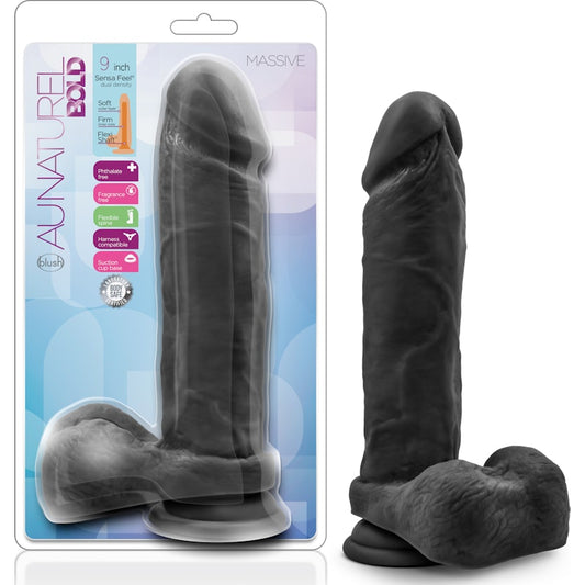 Au Naturel Bold Massive 9in Dildo Black Black