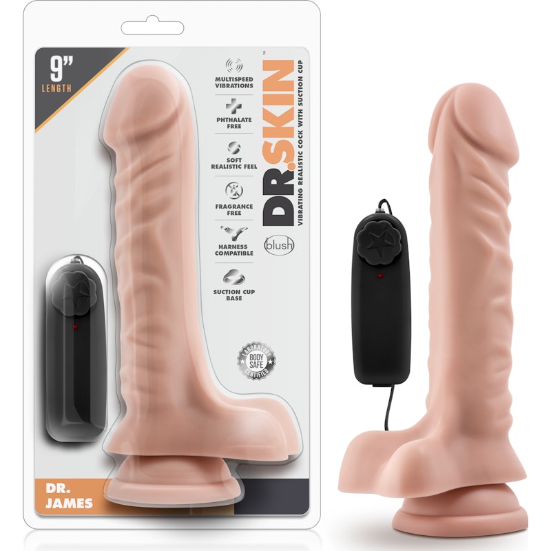 Dr Skin Dr James 9in Vibrating Cock with Suction Cup Vanilla Vanilla