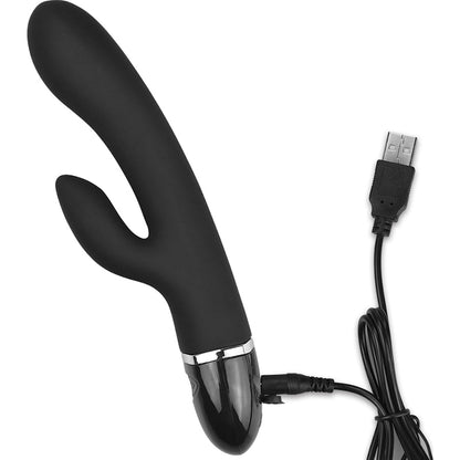 O Sensual Silicone Rechargeable Rabbit Vibrator Black