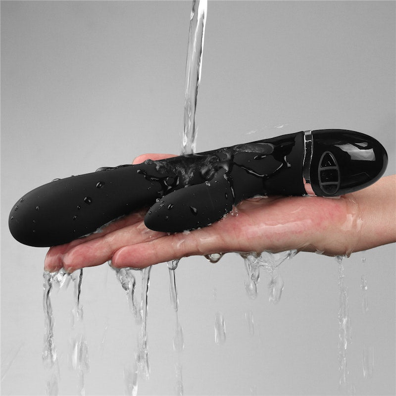 O Sensual Silicone Rechargeable Rabbit Vibrator Black