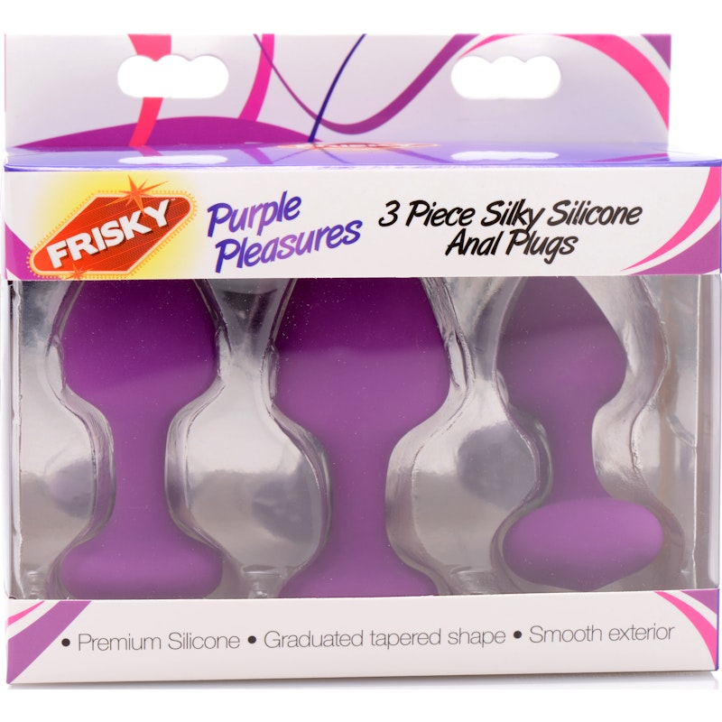 Purple Pleasures Silicone Butt Plugs 3 Piece Kit Purple