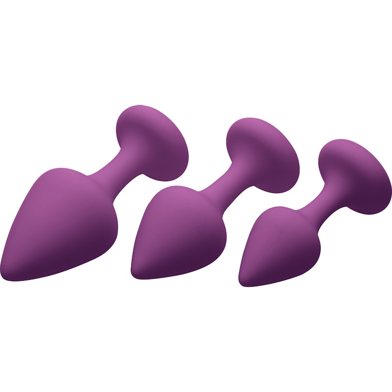 Purple Pleasures Silicone Butt Plugs 3 Piece Kit Purple