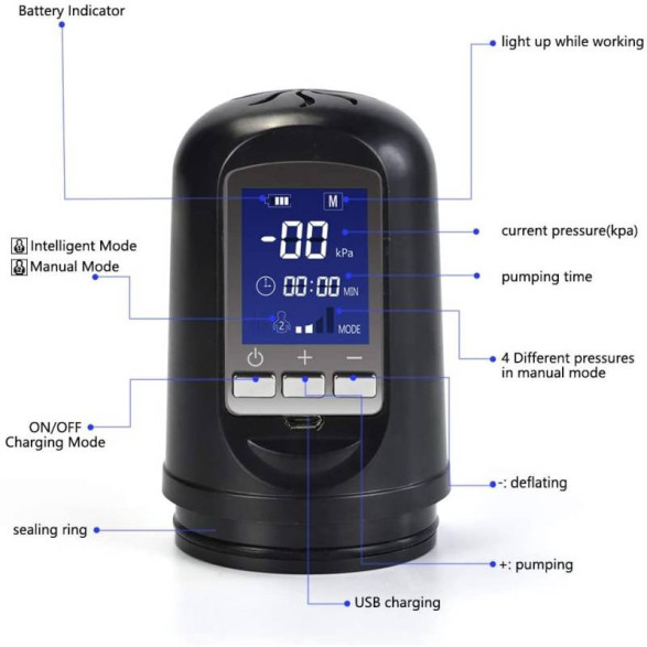 Daytona Apex Luxury LCD Automatic Penis Pump Clear