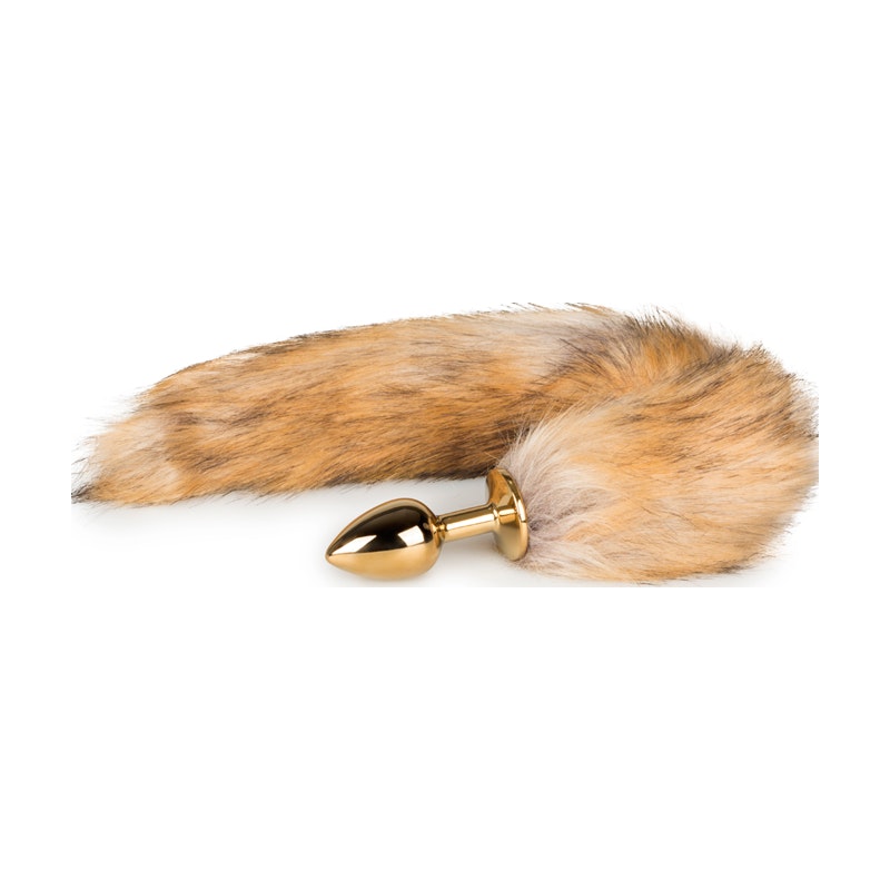 Faux Fur Tail with Gold Butt Plug Style 3