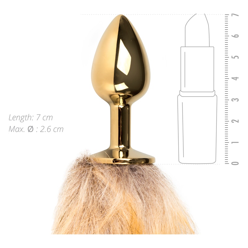 Faux Fur Tail with Gold Butt Plug Style 3