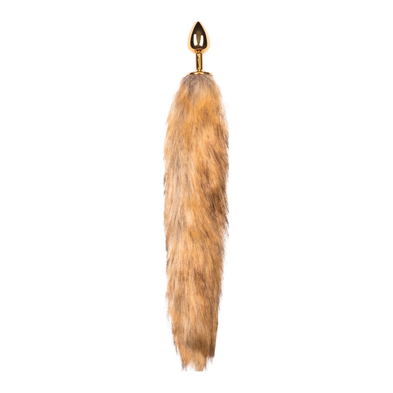 Faux Fur Tail with Gold Butt Plug Style 3