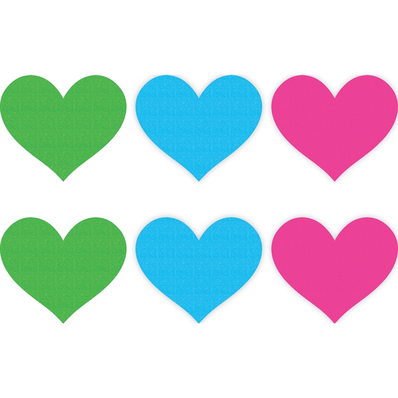 Neon Heart Pasties 3 Pk Green/Blue/Pink