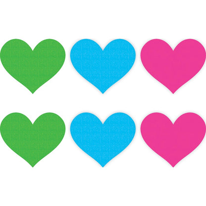 Neon Heart Pasties 3 Pk Green/Blue/Pink