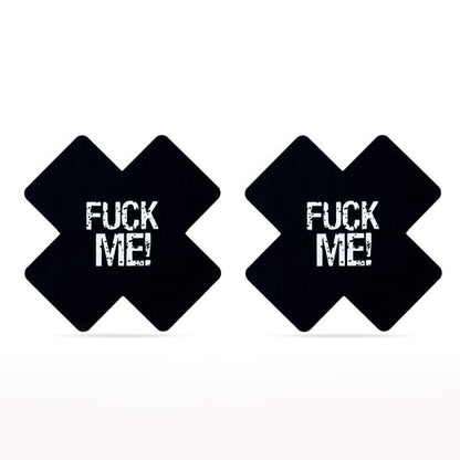 FUCK ME Cross Pattern Nipple Pasties Twin Pk