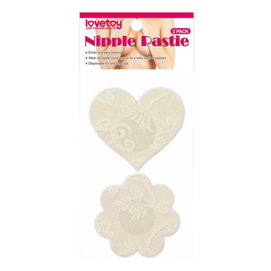 Lace Heart and Flower Nipple Pasties Twin Pk Nude