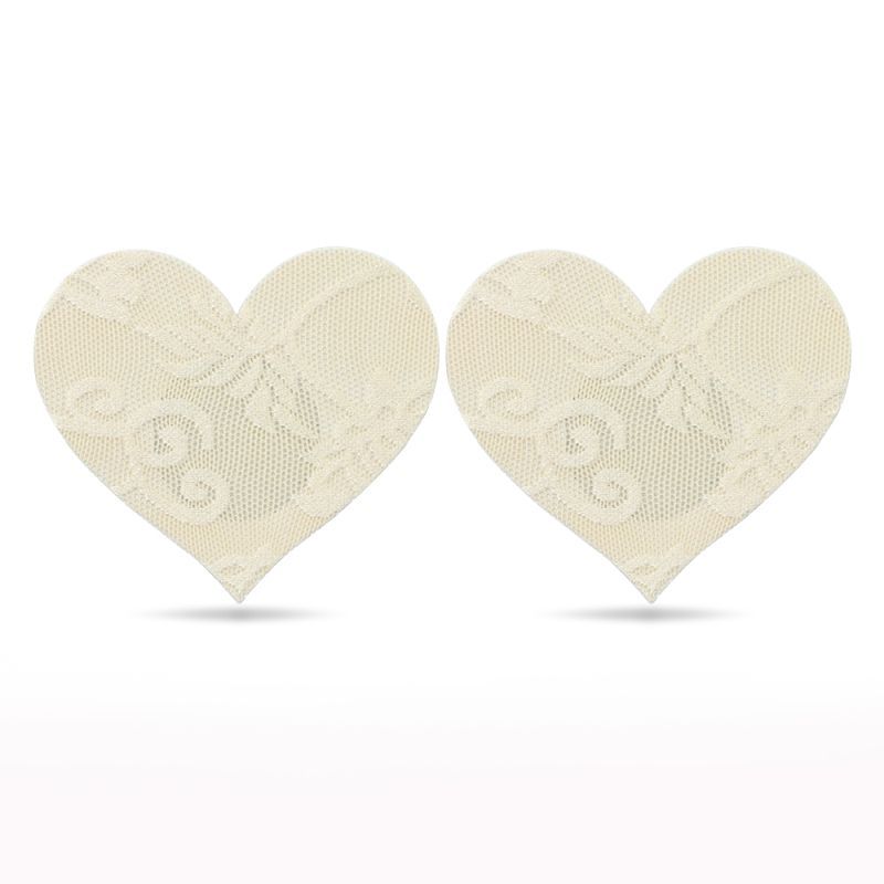 Lace Heart and Flower Nipple Pasties Twin Pk Nude