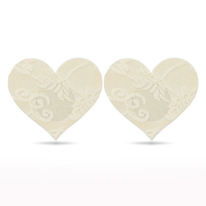 Lace Heart and Flower Nipple Pasties Twin Pk Nude