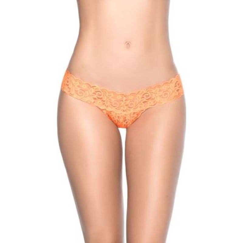 Lace V Back Thong Orange Small