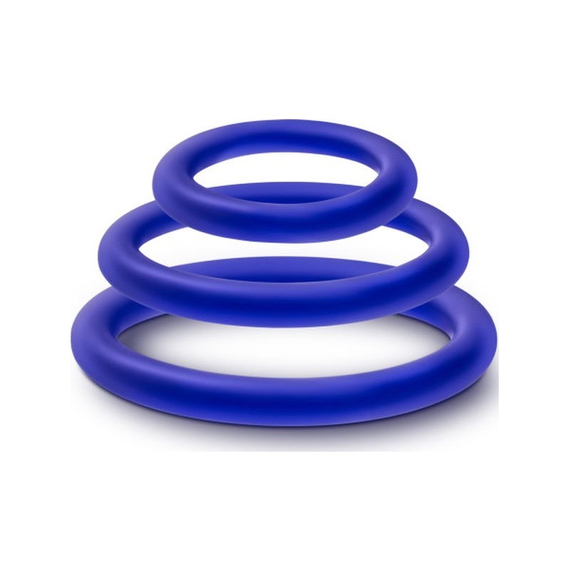 Performance Silicone Cock Ring 3 Pc Set Indigo Indigo