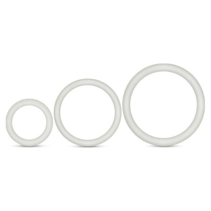 Performance Silicone Cock Ring 3 Pc Set White Glow White