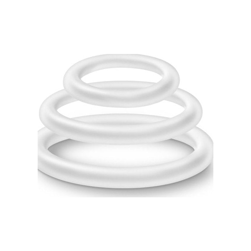 Performance Silicone Cock Ring 3 Pc Set White Glow White