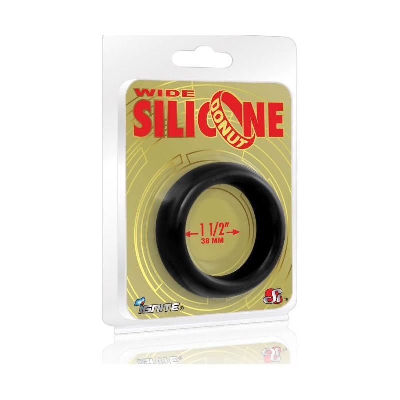 Wide Donut Black Cock Ring 38mm Black