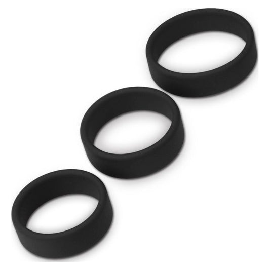 Silicone 3 Pc Pro Cock Ring Set Black