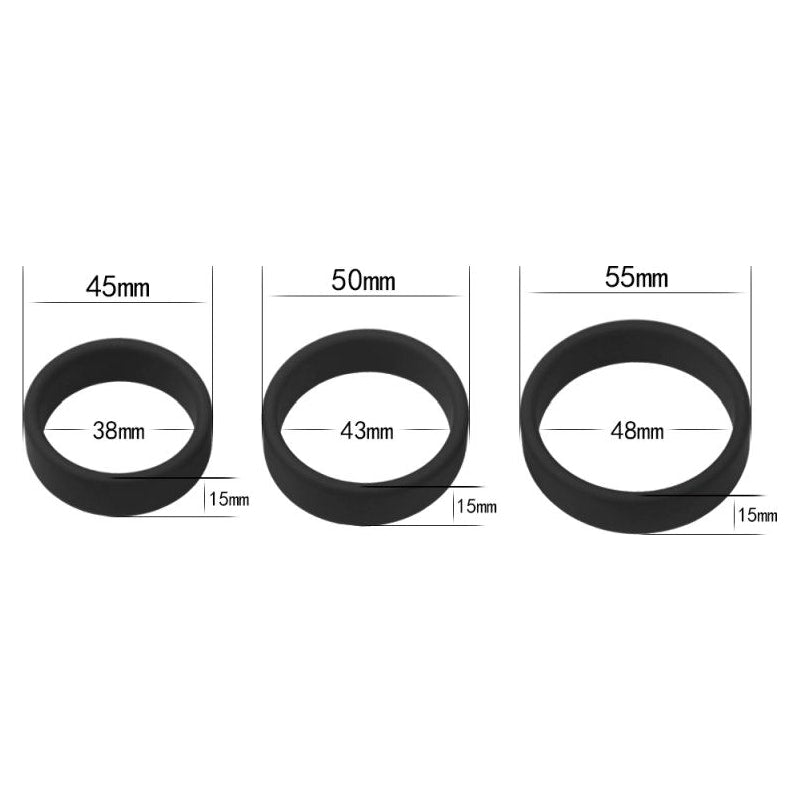 Silicone 3 Pc Pro Cock Ring Set Black