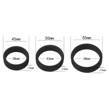 Silicone 3 Pc Pro Cock Ring Set Black