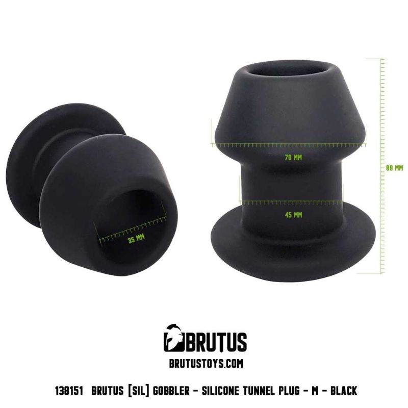Brutus Gobbler Medium size diagram showing 8.8cm length, 7cm head, 4.5cm neck and 3.5cm tunnel opening