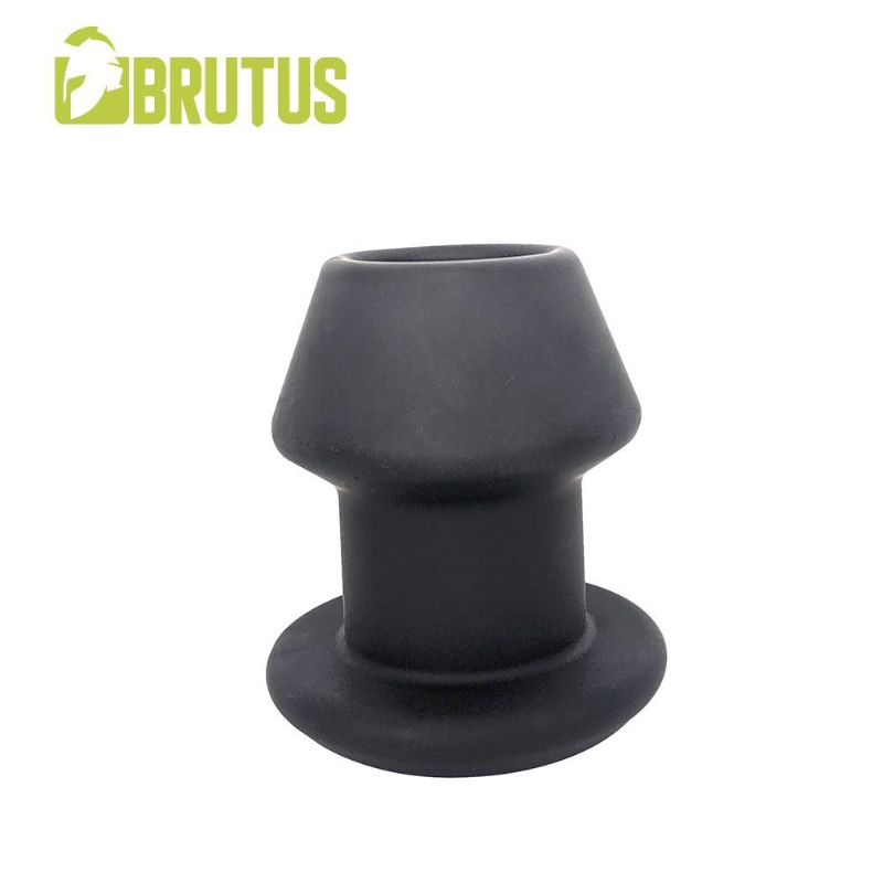 Brutus Gobbler Medium black silicone tunnel plug showing rounded head, narrower neck and flared base