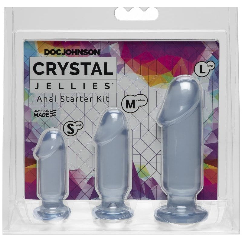 Anal Butt Plug Starter Kit Clear Crystal Jellies