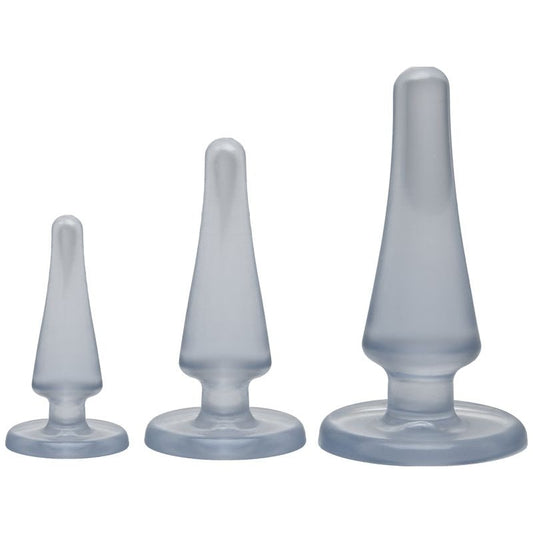 Anal Initiation Butt Plug Kit Clear Crystal Jellies