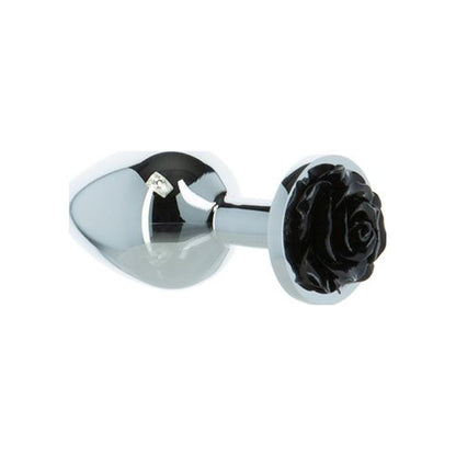 Black Rose Silver Metal Butt Plug 3 inch