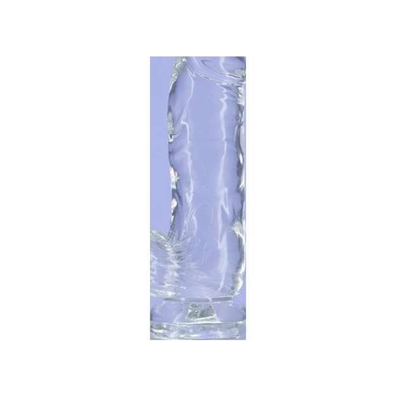 Crystal Dildo w Balls 6in Clear