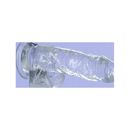 Crystal Dildo w Balls 6in Clear Clear