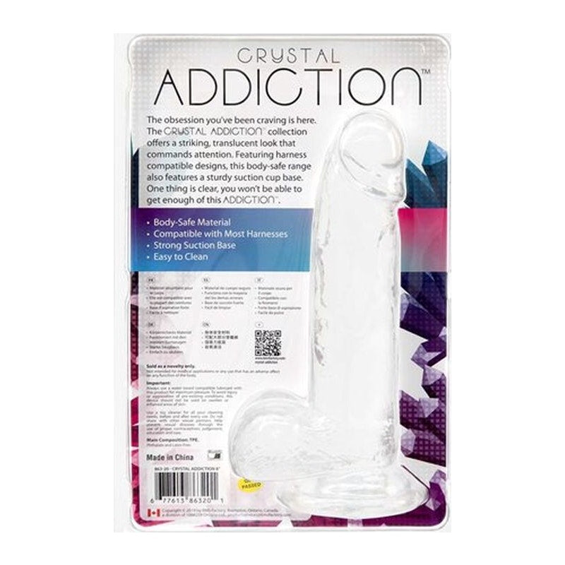 Crystal Dildo w Balls 8in Clear Clear