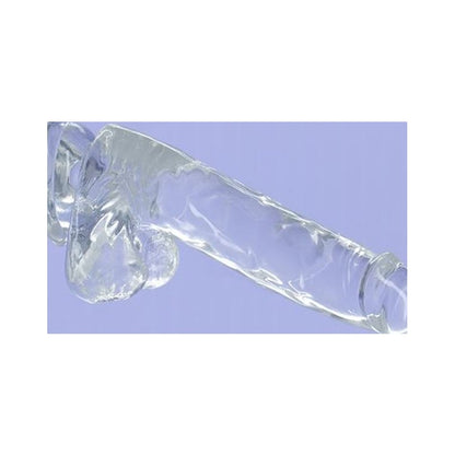 Crystal Dildo w Balls 8in Clear Clear