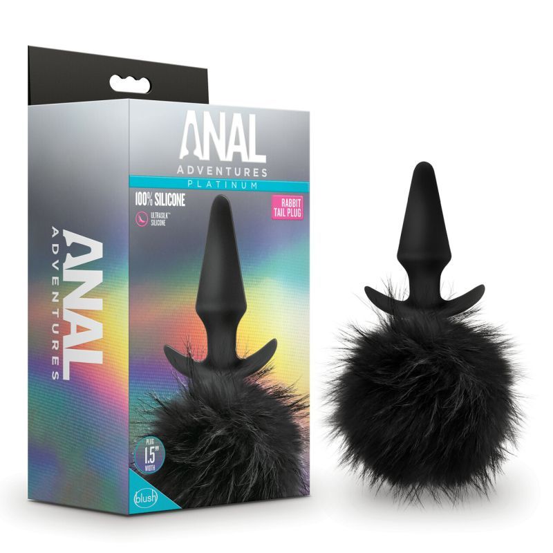 Anal Adventures Platinum Rabbit Tail Plug Black