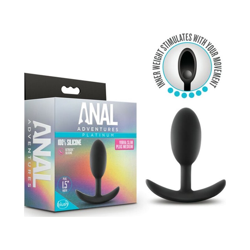 Vibra Medium Slim Butt Plug Anal Adventures Platinum Silicone