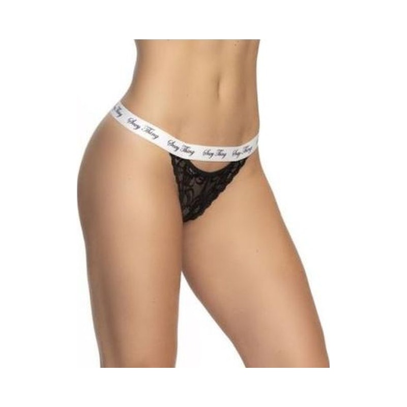 Lace Keyhole V Back Pantie Black Medium/Large