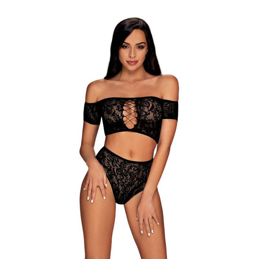 Inessita 2 Piece Set Extra Large Black by Obsessive Lingerie