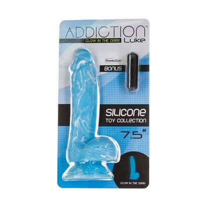 Luke 7.5in Glow in the Dark Dildo with Balls Blue