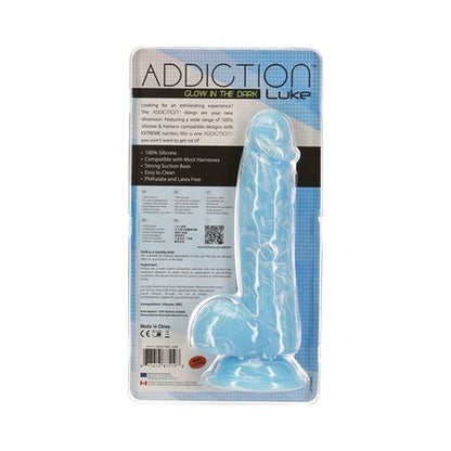 Luke 7.5in Glow in the Dark Dildo with Balls Blue